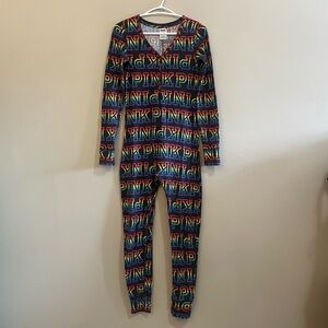 PINK Victoria’s Secret Rainbow Logo Waffle Onesie Pajamas – Size Small GUC